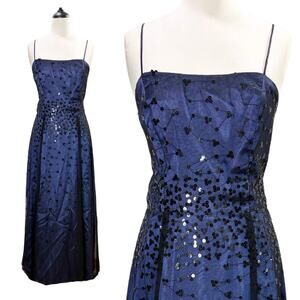 Dave & Johnny Y2K 90s Prom Dress Mesh Sequin Vampy‎ Gothic Whimsigoth Emo Formal